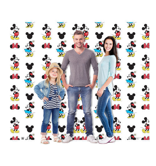Mickey and Minnie Double Wide Backdrop Cardboard Cutout