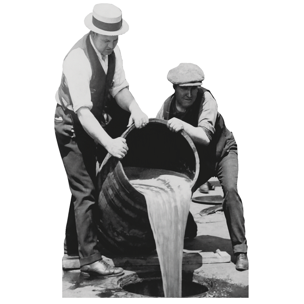 Authorities Disposing Liquor Alcohol Prohibition Cardboard Cutout