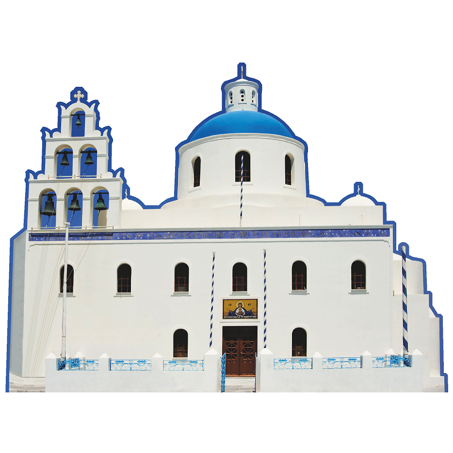 Blue Domed Church of Oia Santorini Greece Cardboard Cutout