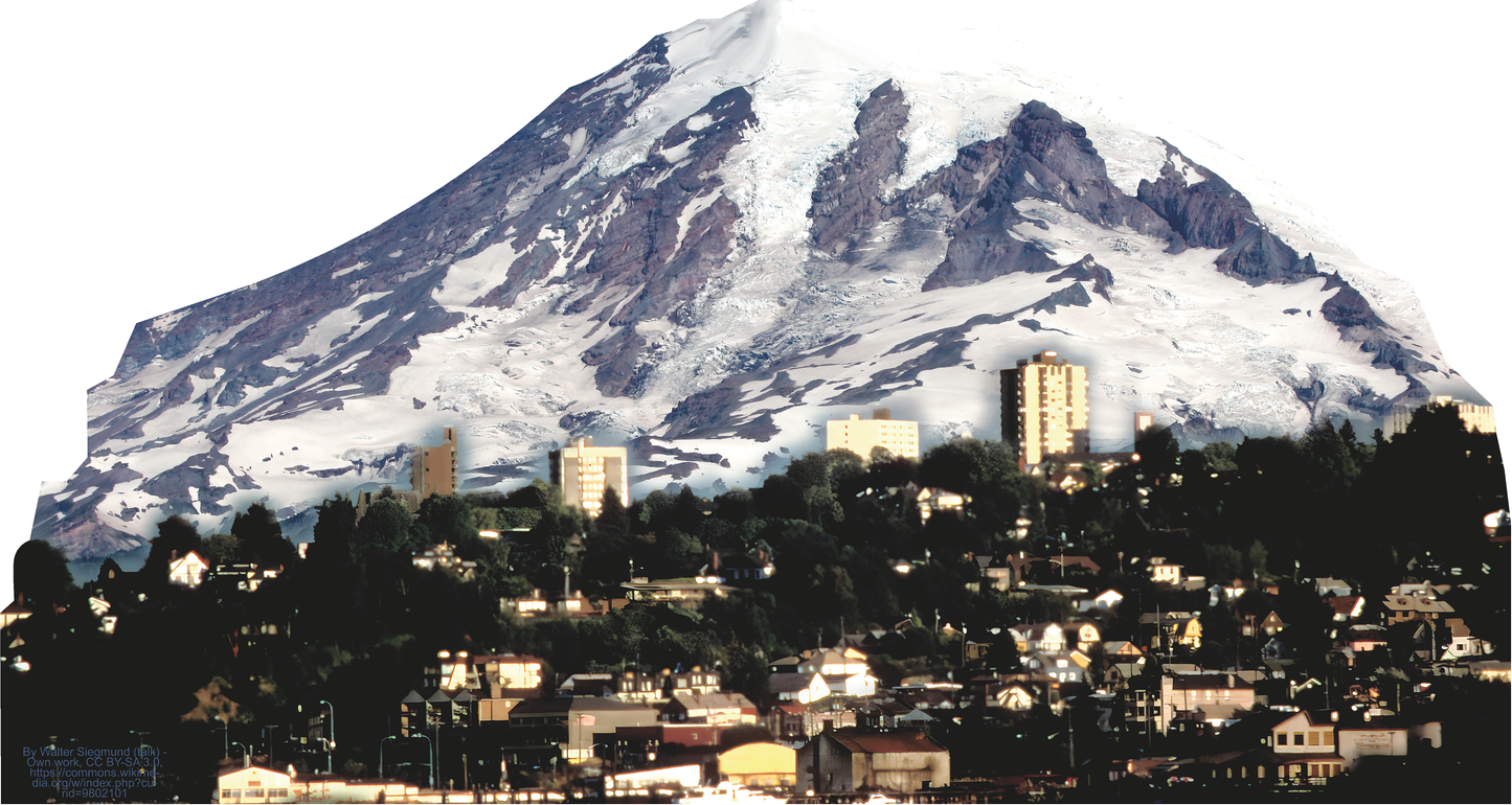 Mount Rainier Over Tacoma Washington Cardboard Cutout