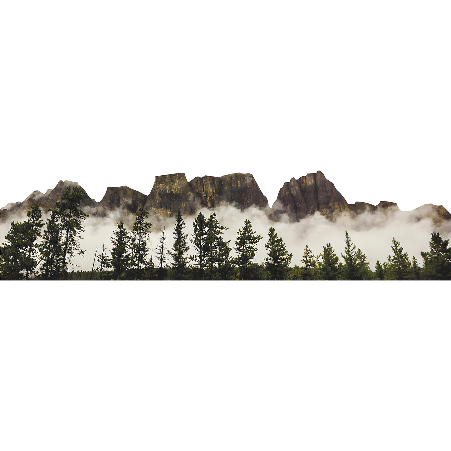 Castle Mountain Trees Fog Banff National Park Canada Cardboard Cutout