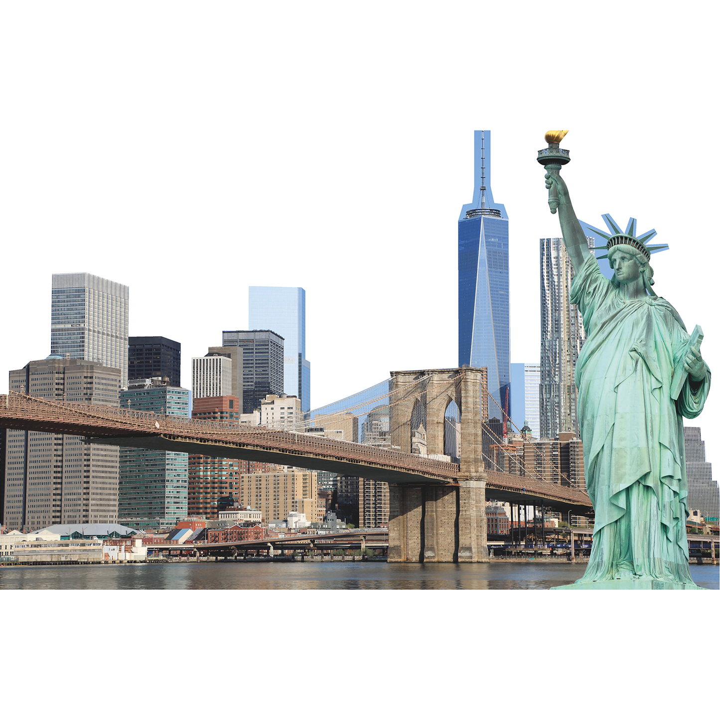 New York City Landmarks Statue Liberty Brooklyn Bridge World Trade Cardboard Cutout