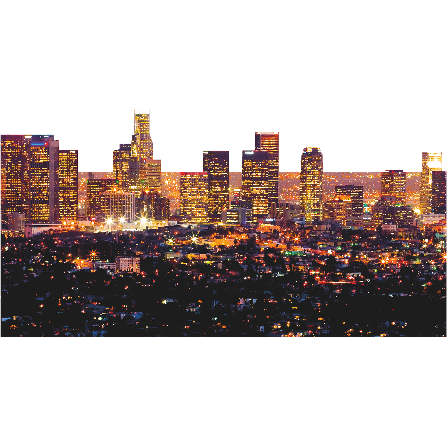Los Angeles LA City Skyline Night Cardboard Cutout