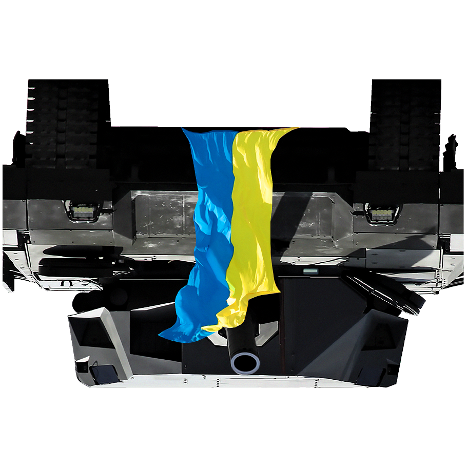 Toppled Knocked Over Russian Tank Ukraine Flag Cardboard Cutout