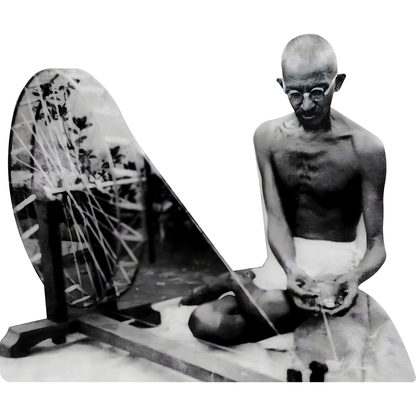 1946 Mahatma Gandhi Khadi Spinning Wheel Cardboard Cutout