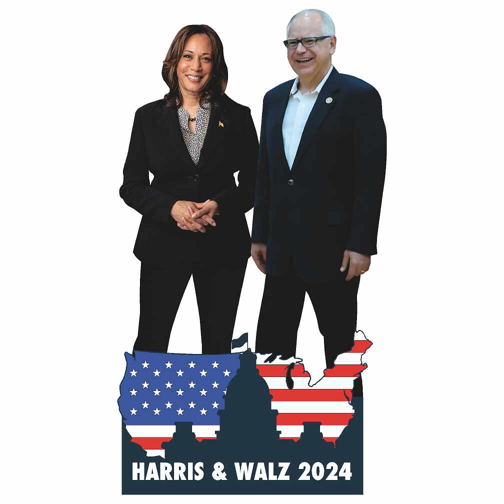 Kamala Harris And VP Tim Walz DC Backdrop Cardboard Cutout
