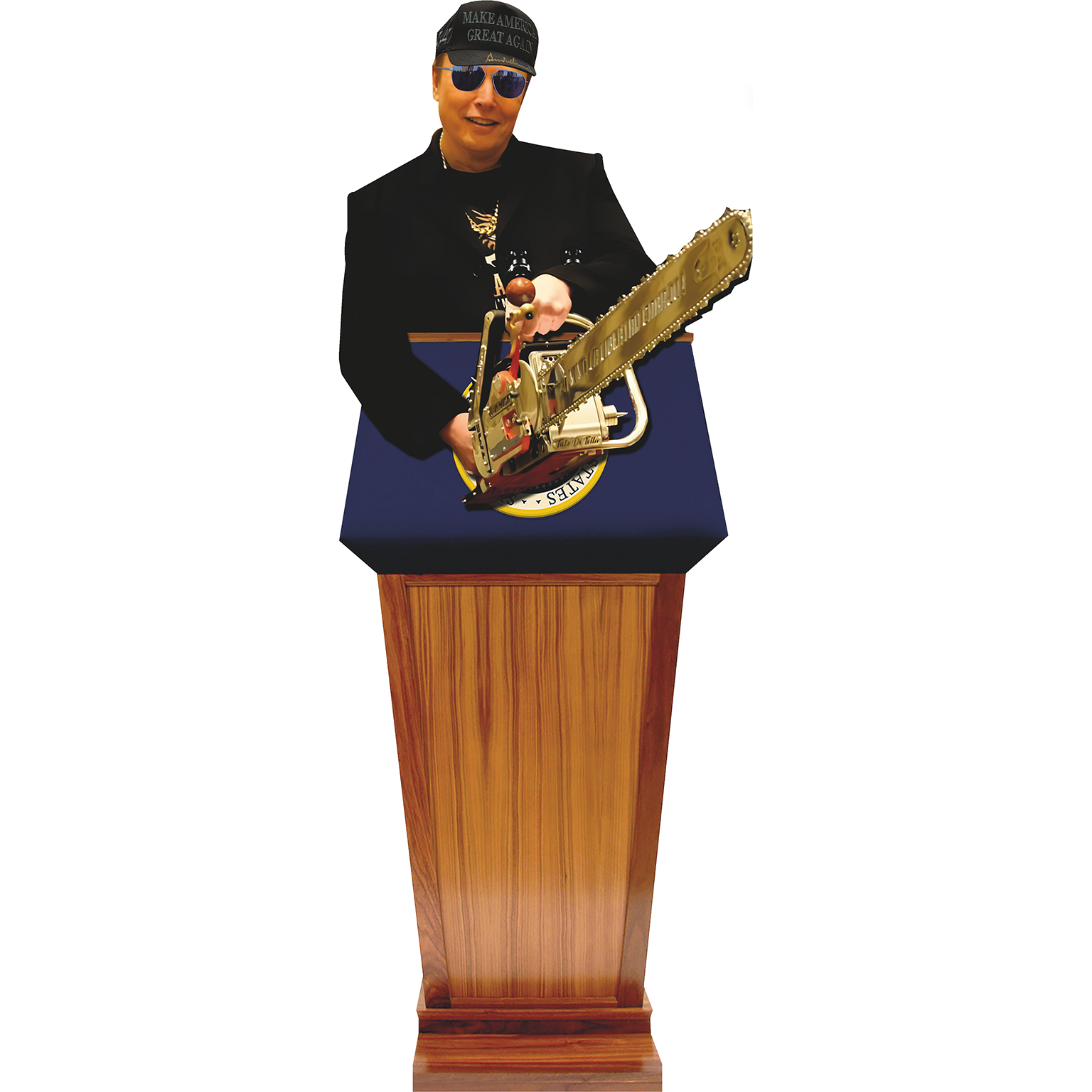 Elon Musk Chainsaw Sunglasses Presidential Podium President X Cardboard ...