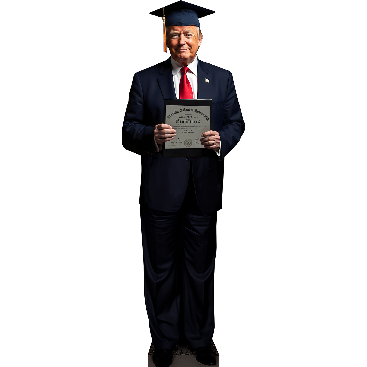 Donald Trump College Cap Holding Degree Economics Cardboard Cutout