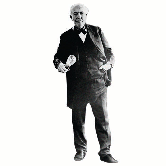 Thomas Edison With Light Bulb Cardboard Cutout