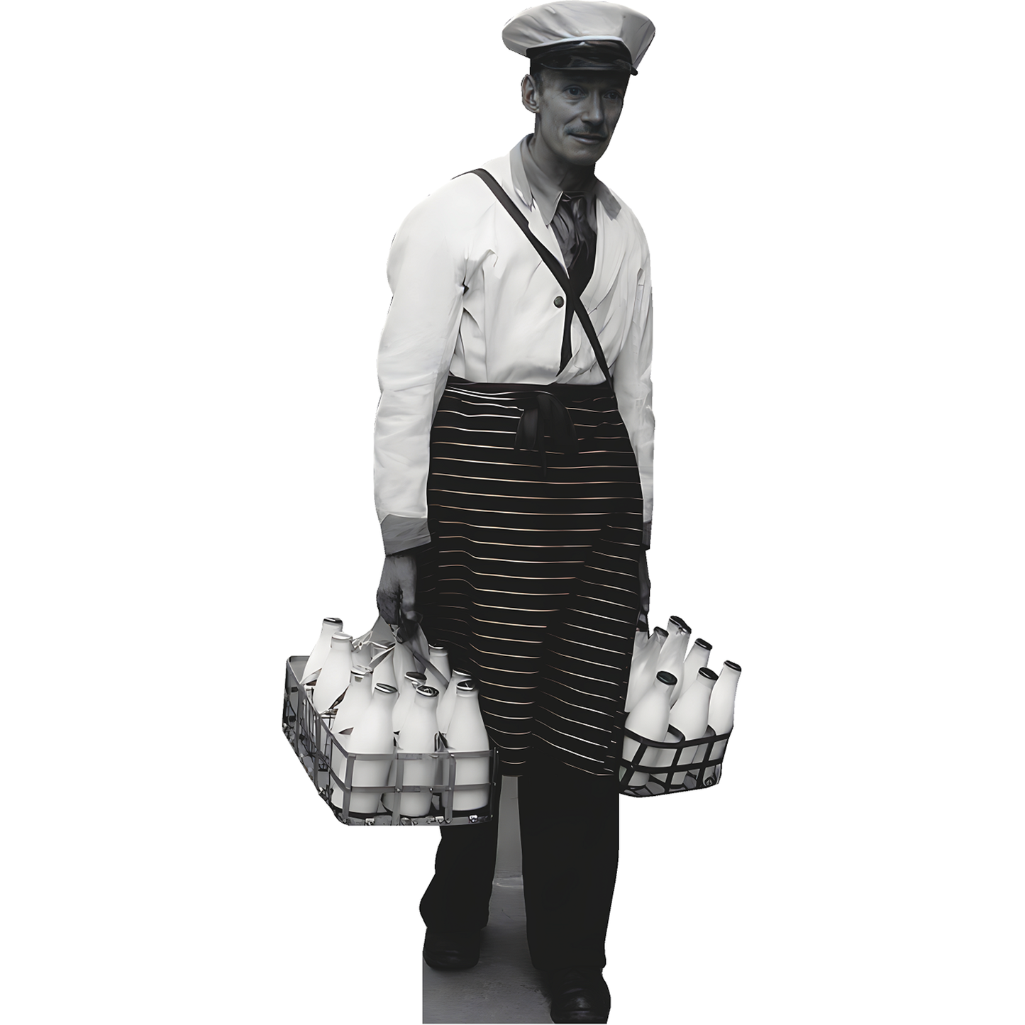 1900s Milk Man Glass Bottle Delivery Cardboard Cutout