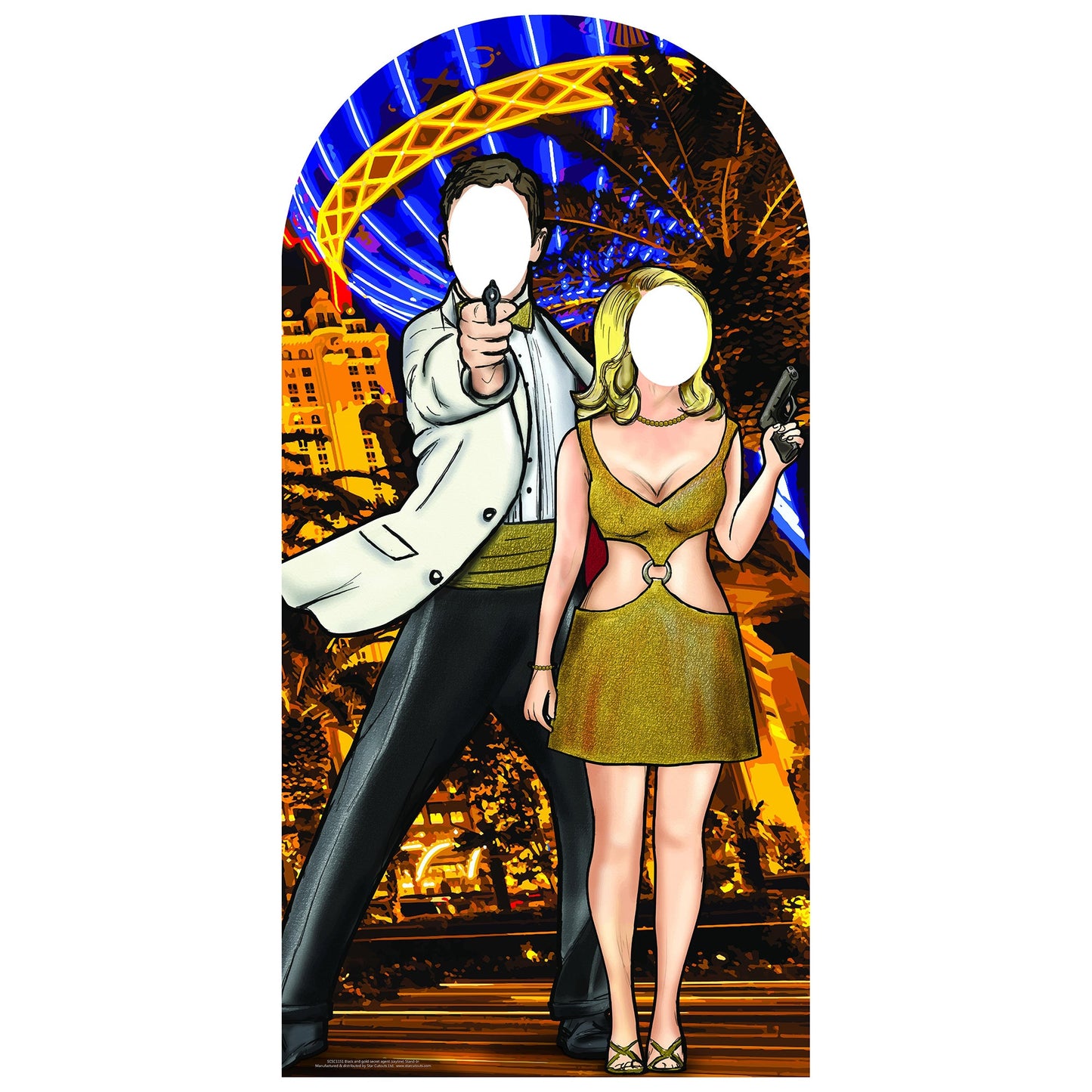 Black and Gold Secret Agent Stand-In Cardboard Cutout