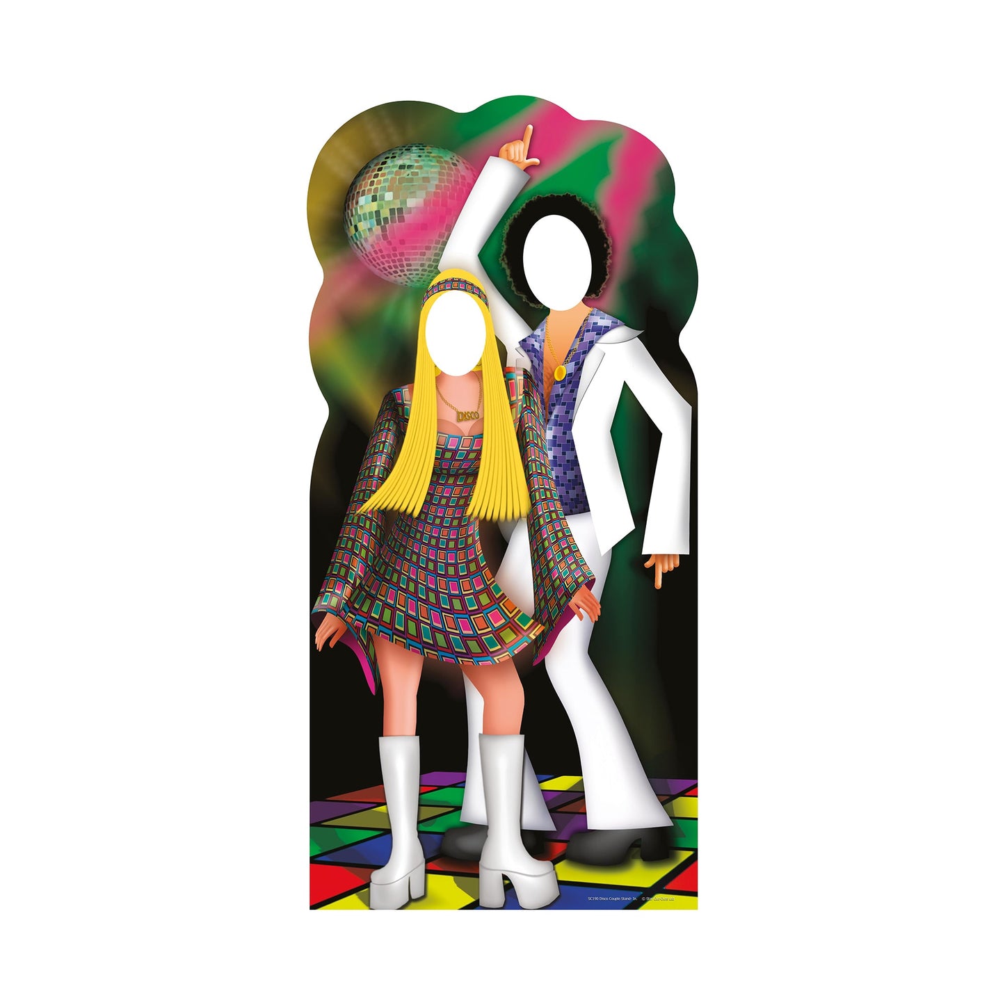 Disco Couple Stand In Cardboard Cutout