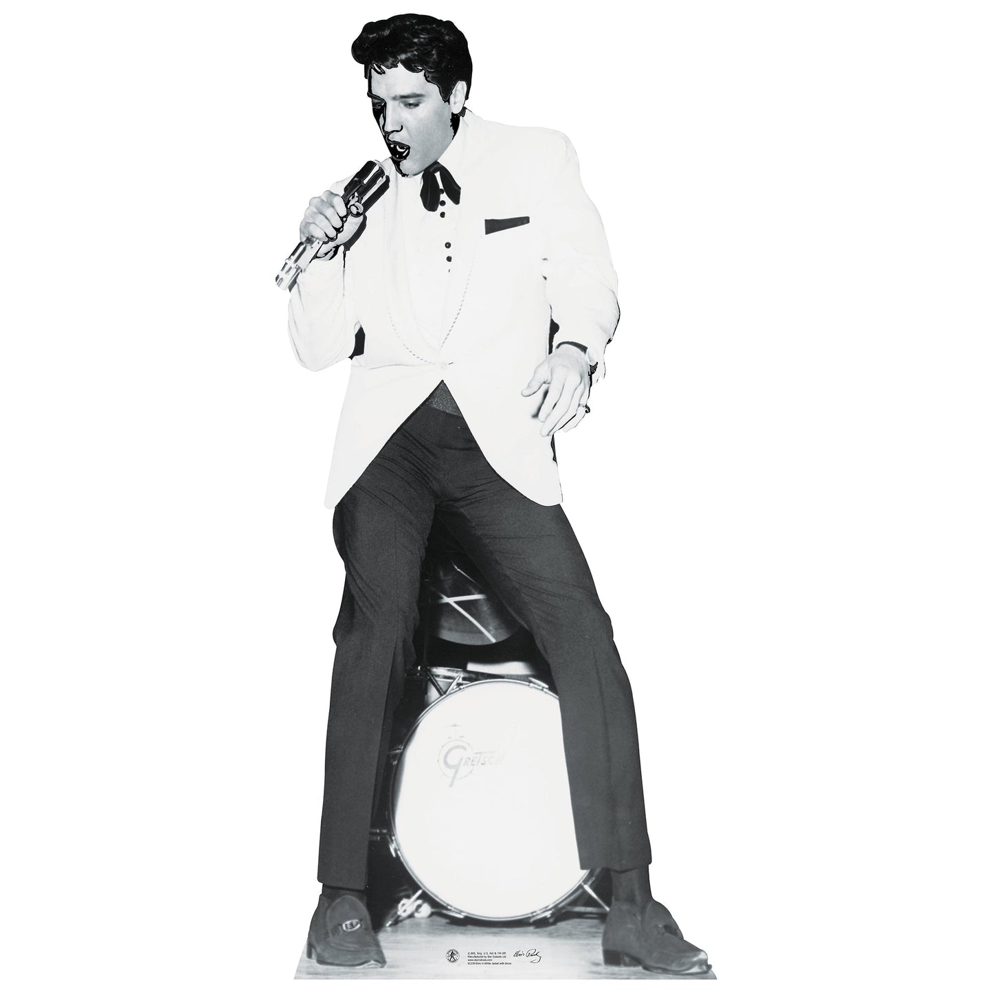 Elvis White Jacket w Drums Cardboard Cutout