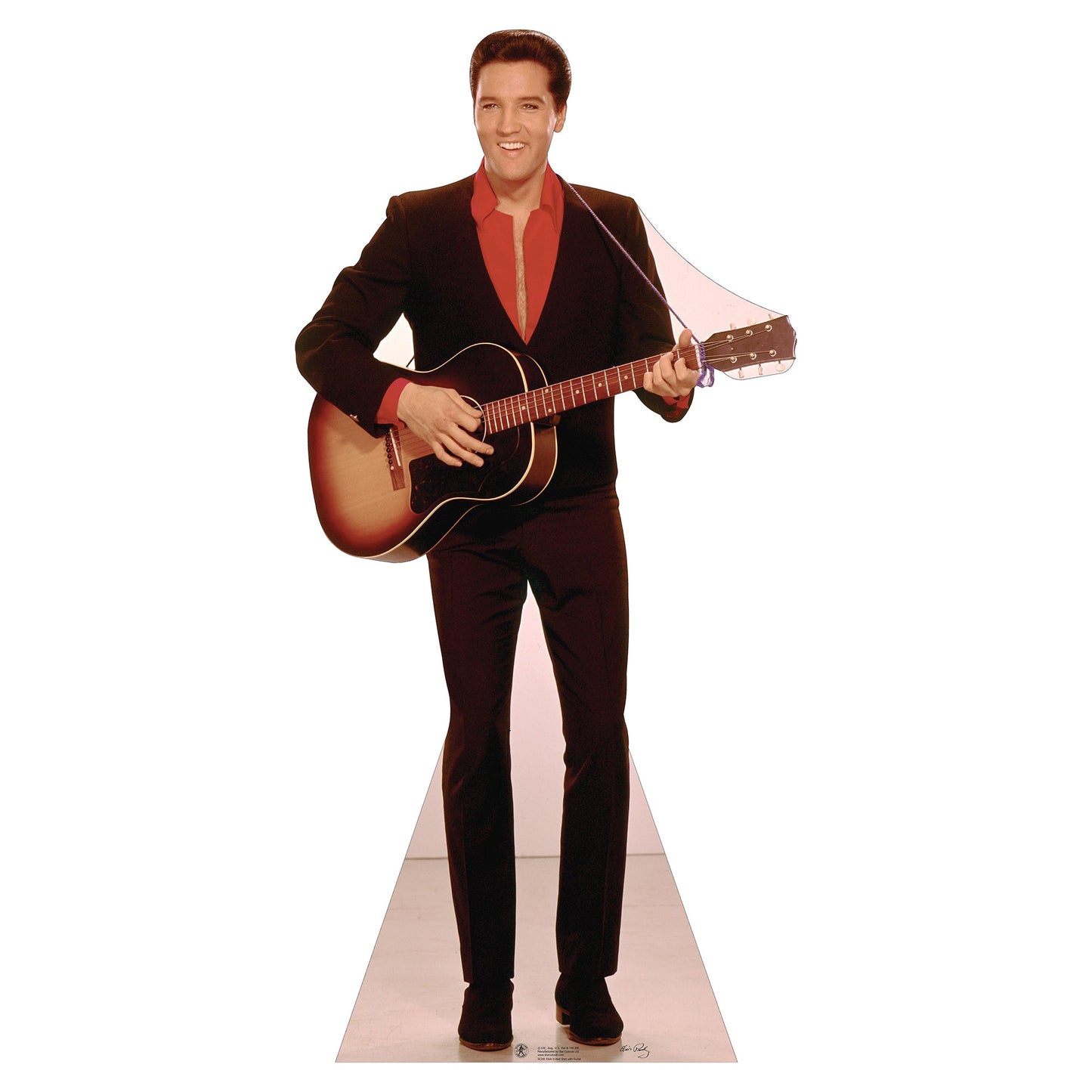 Elvis Red Shirt w Guitar Cardboard Cutout