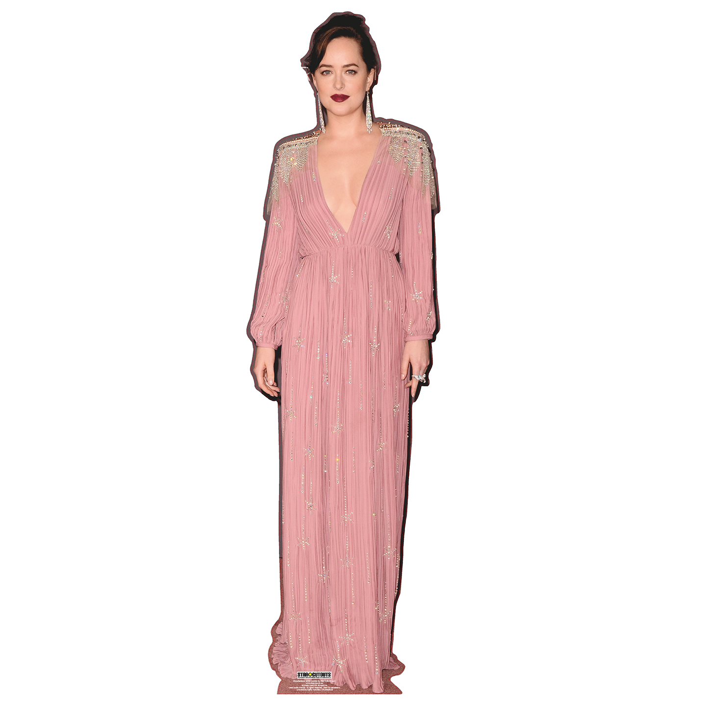Dakota Johnson Grey Shades Earrings Pink Shades Dress Cardboard Cutout