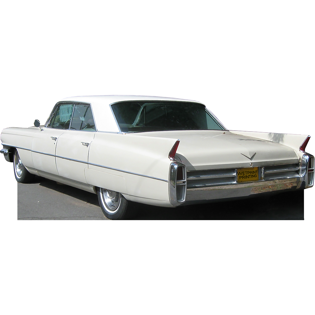 White Car Back Rear Angle Cardboard Cutout