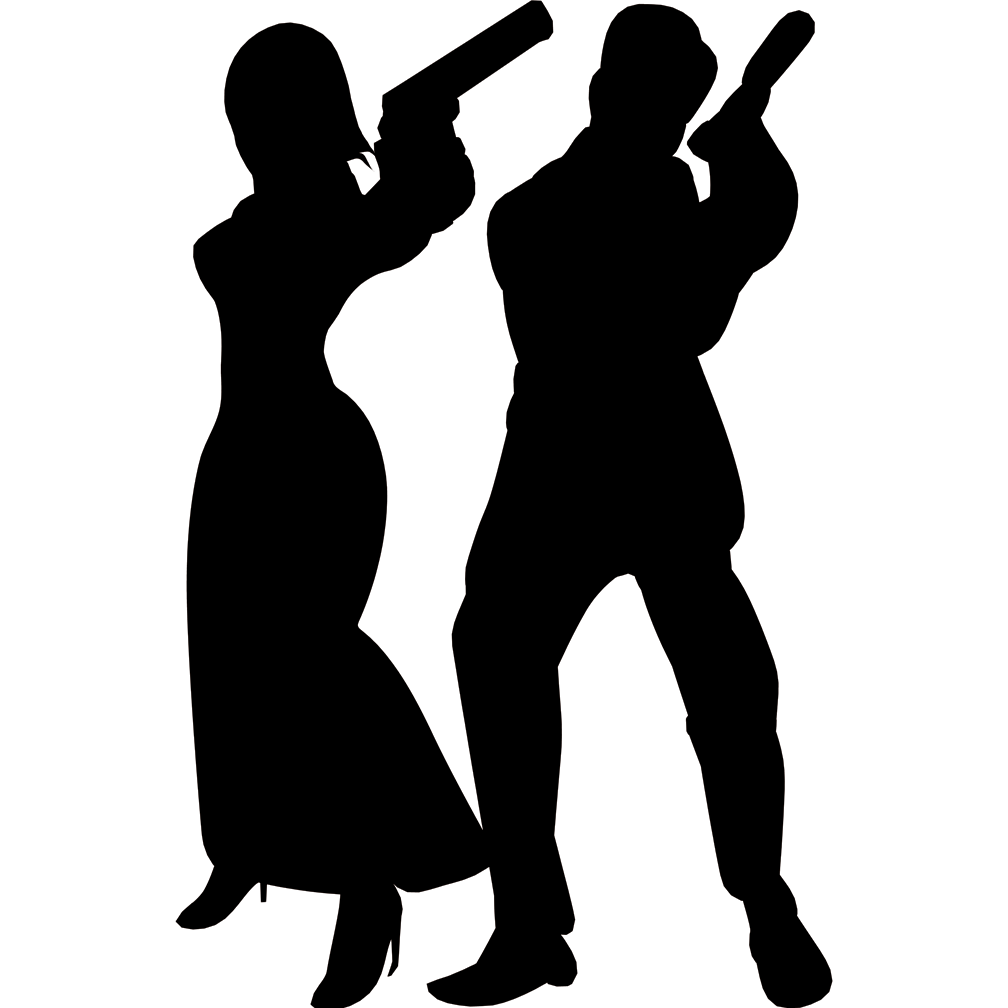 Secret Agent Couple Silhouette Cardboard Cutout