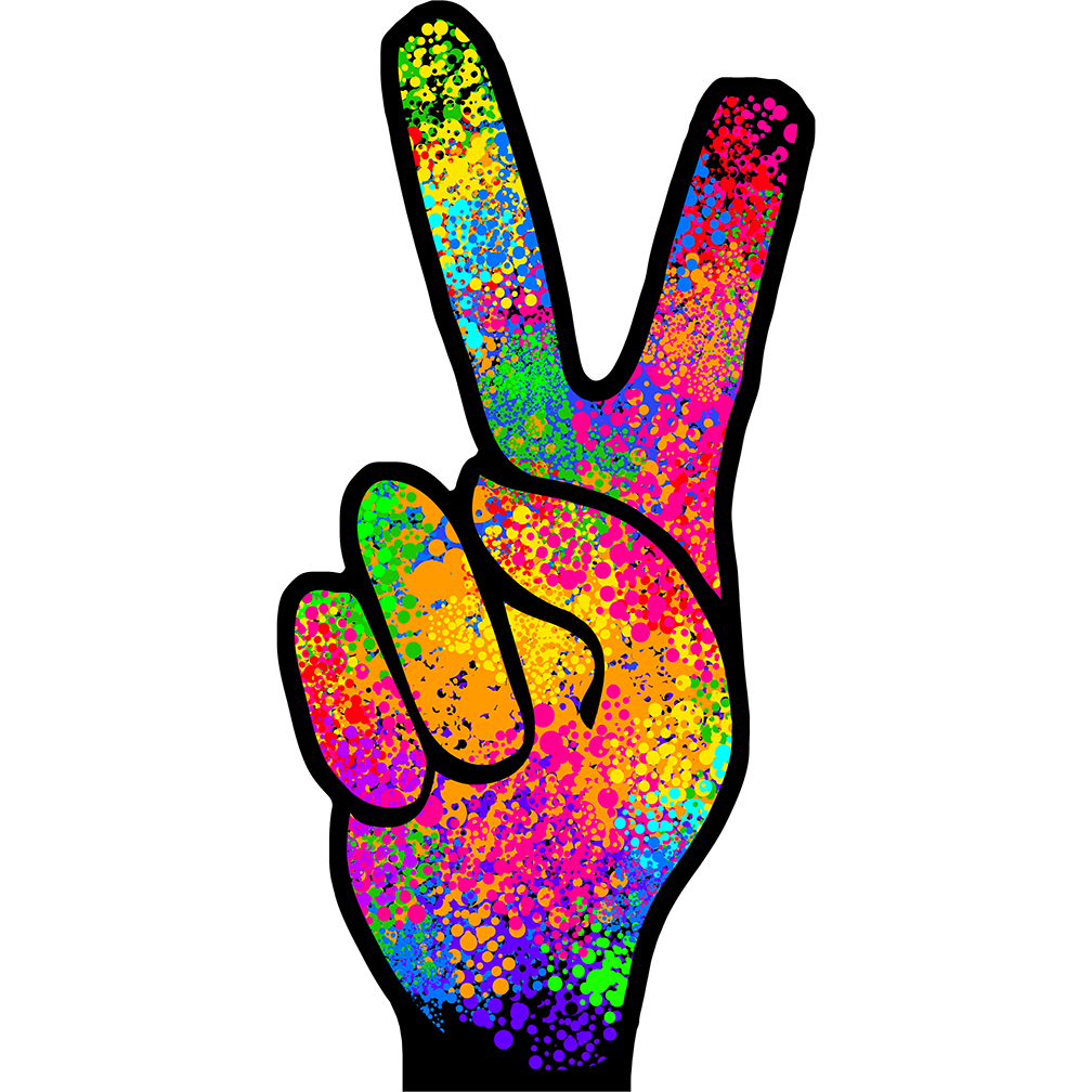 Tie Dye Peace Fingers Gesture Cardboard Cutout