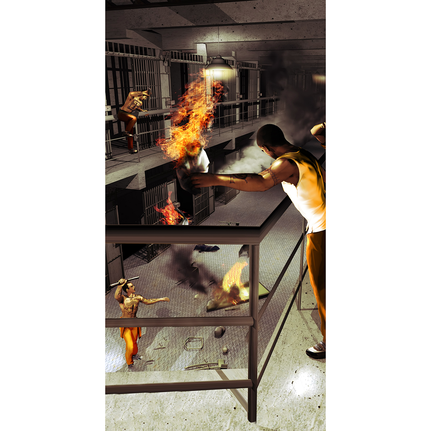 Prison Riot Penitentiary Jail Chaos Backdrop Cardboard Cutout