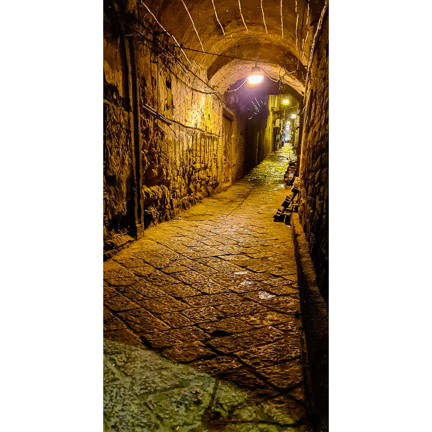 Narrow Shady Street in Naples Italy Alley Historic Town Backdrop Cardboard Cutout