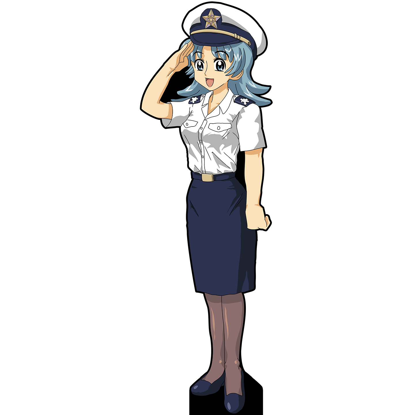 Anime Woman in Navy Uniform Salute Cardboard Cutout