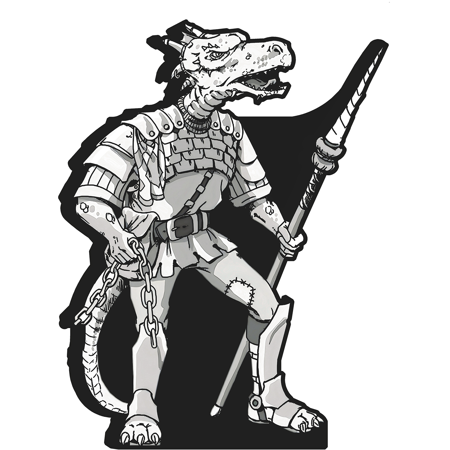 DND Armored Kobold Holding Spear Cardboard Cutout