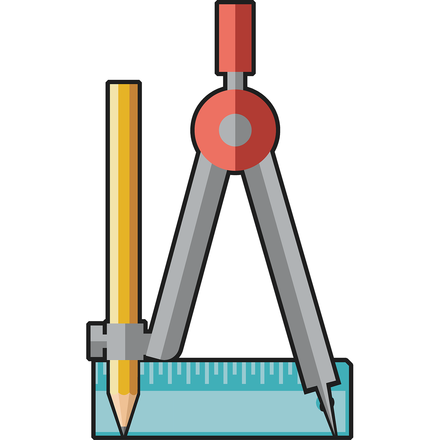 Geometry Mathematics Compass Pencil Cardboard Cutout