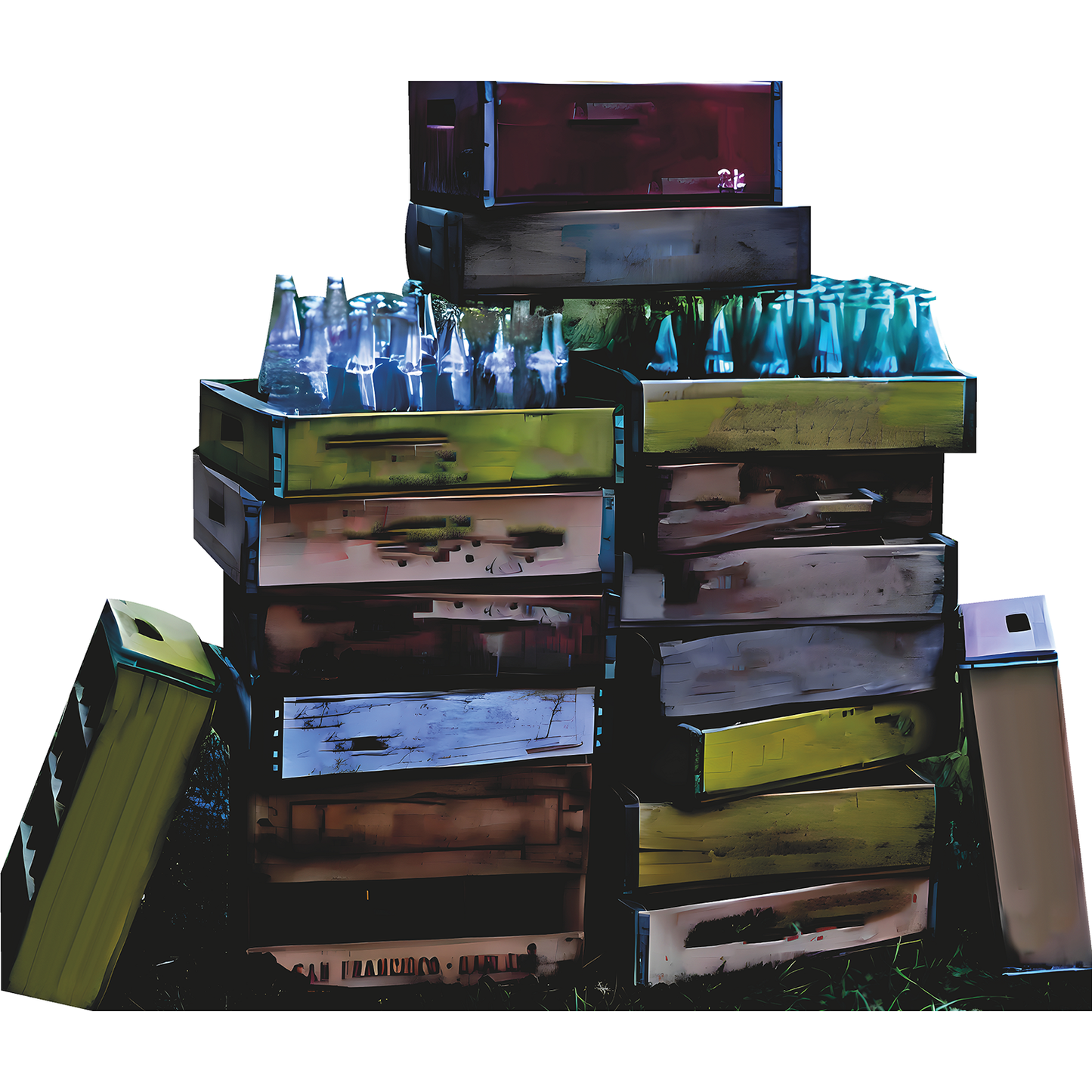 Old Fashioned Wood Crates Soda Bottles Cardboard Cutout