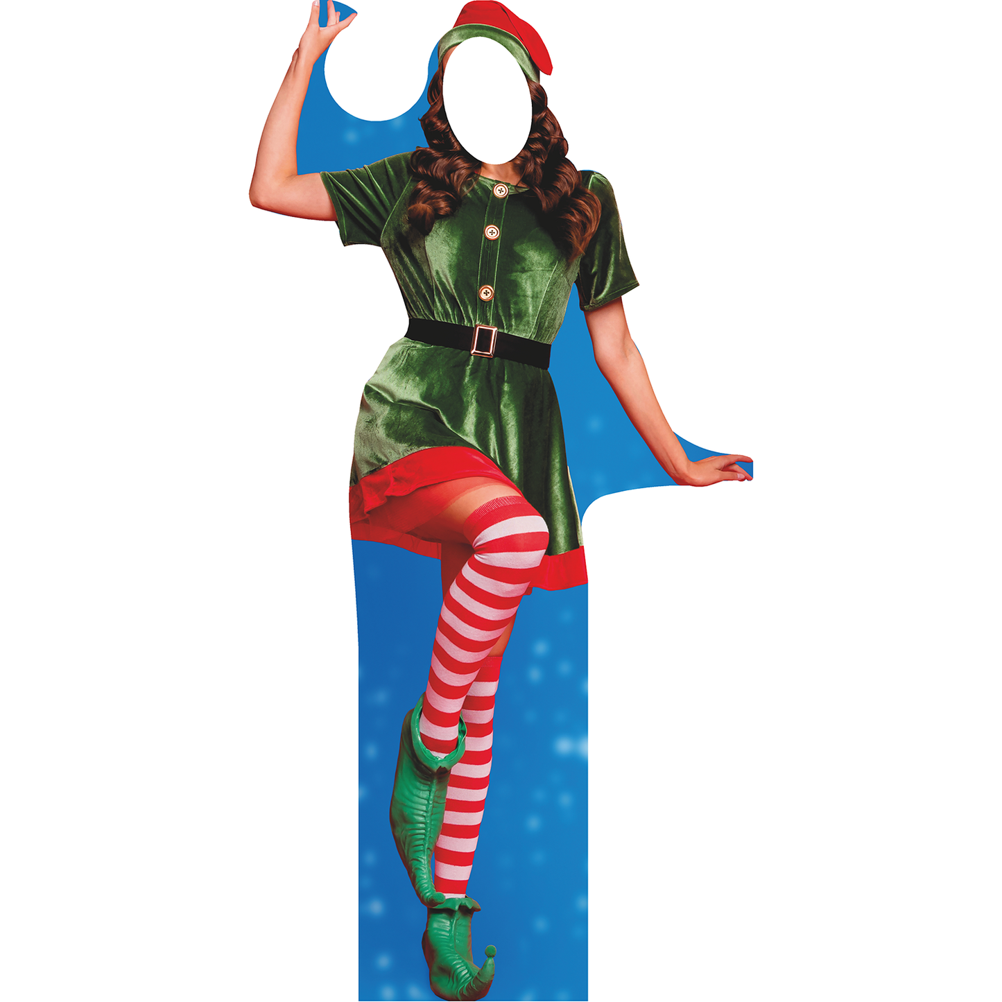 Female Christmas Xmas Holiday Elf Stand In Cardboard Cutout
