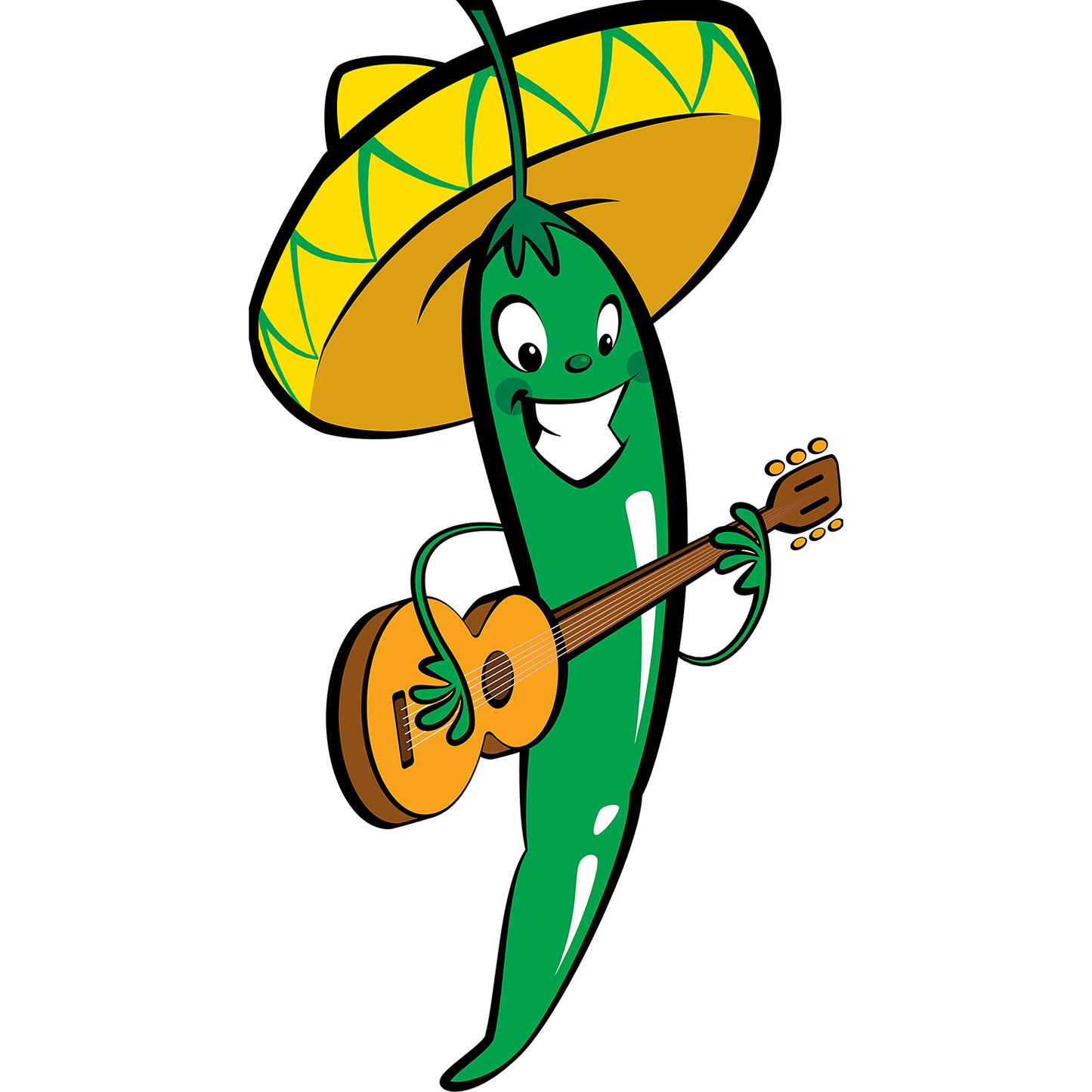 Chili Hot Green Jalapeno Pepper Sombrero Guitar Cartoon Cardboard Cutout