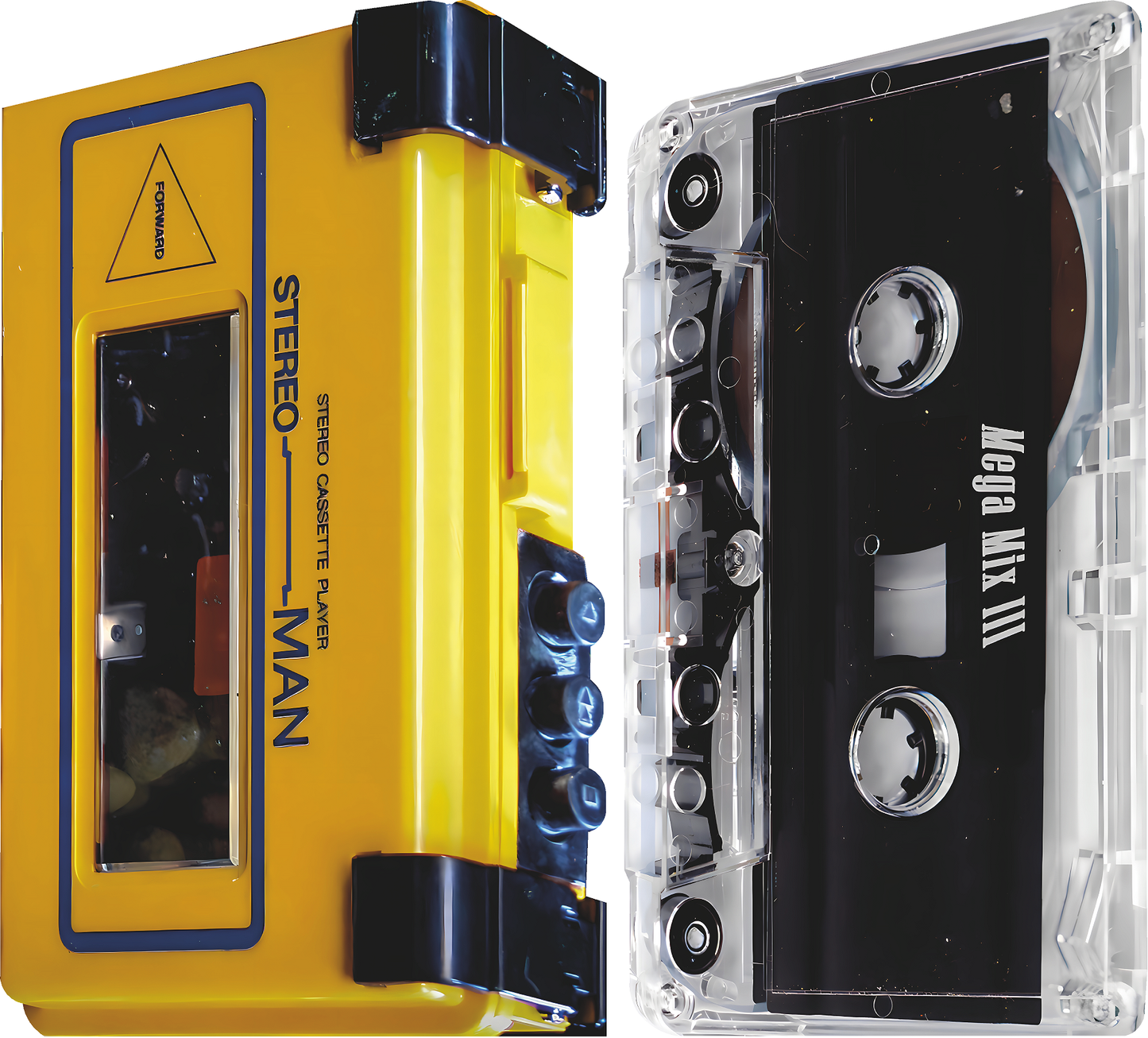 Awesome 80s Vintage Portable Cassette Tape Player 2pack Cardboard Cutout