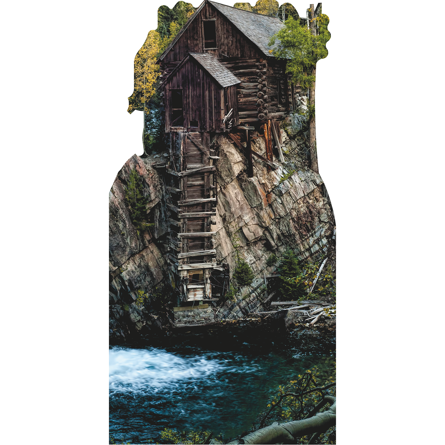 Crystal Mill Power Plant Colorado Cabin Trees Mountain Cardboard Cutout