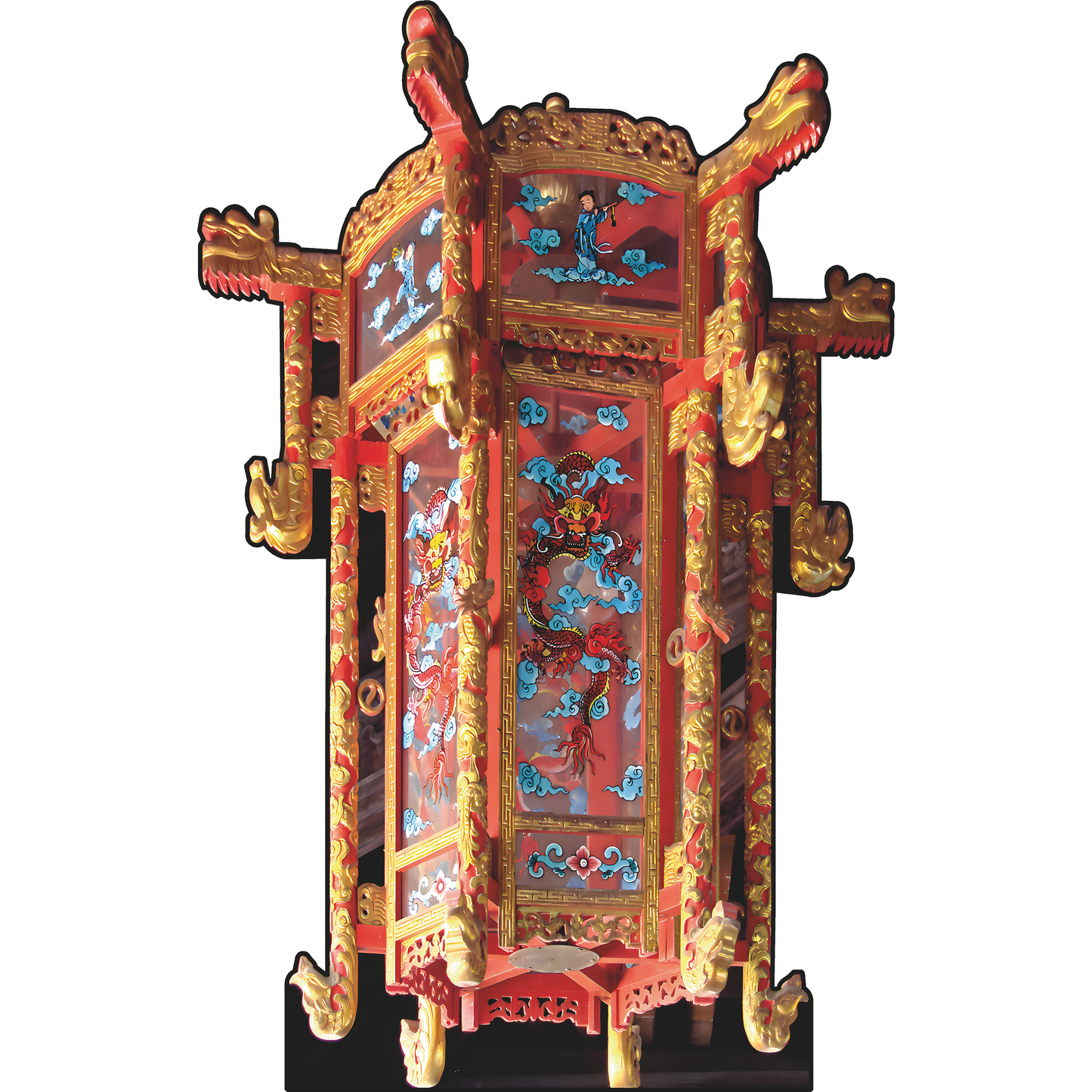 Japanese Hanging Lantern Dragon Red Gold Cardboard Cutout