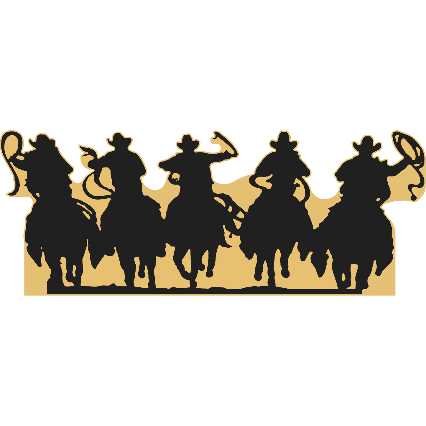 Gang Horse Riding Cowboys Lawman Outlaw Lasso Silhouette Cardboard Cutout
