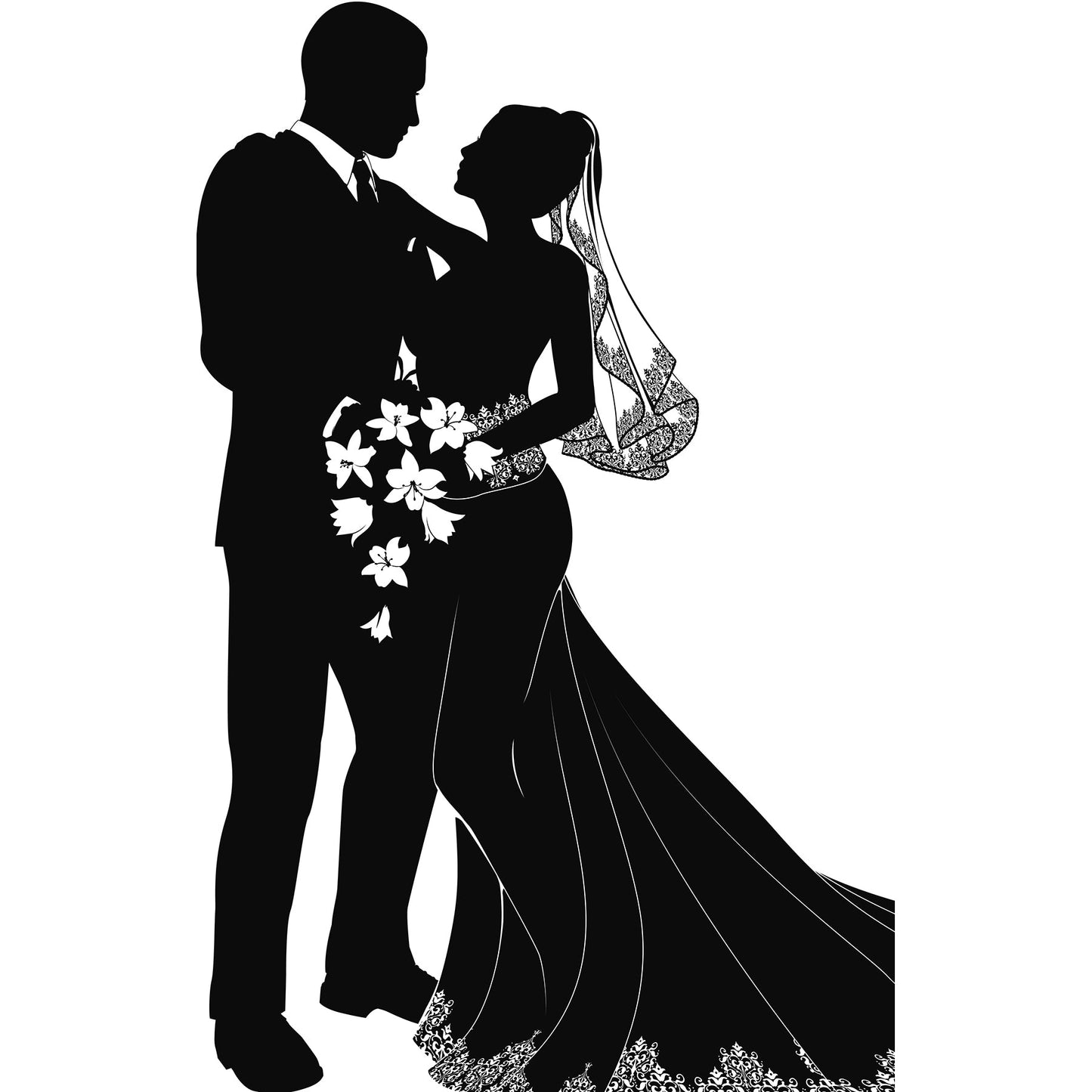 Bride Groom Wedding Couple Silhouette Cardboard Cutout
