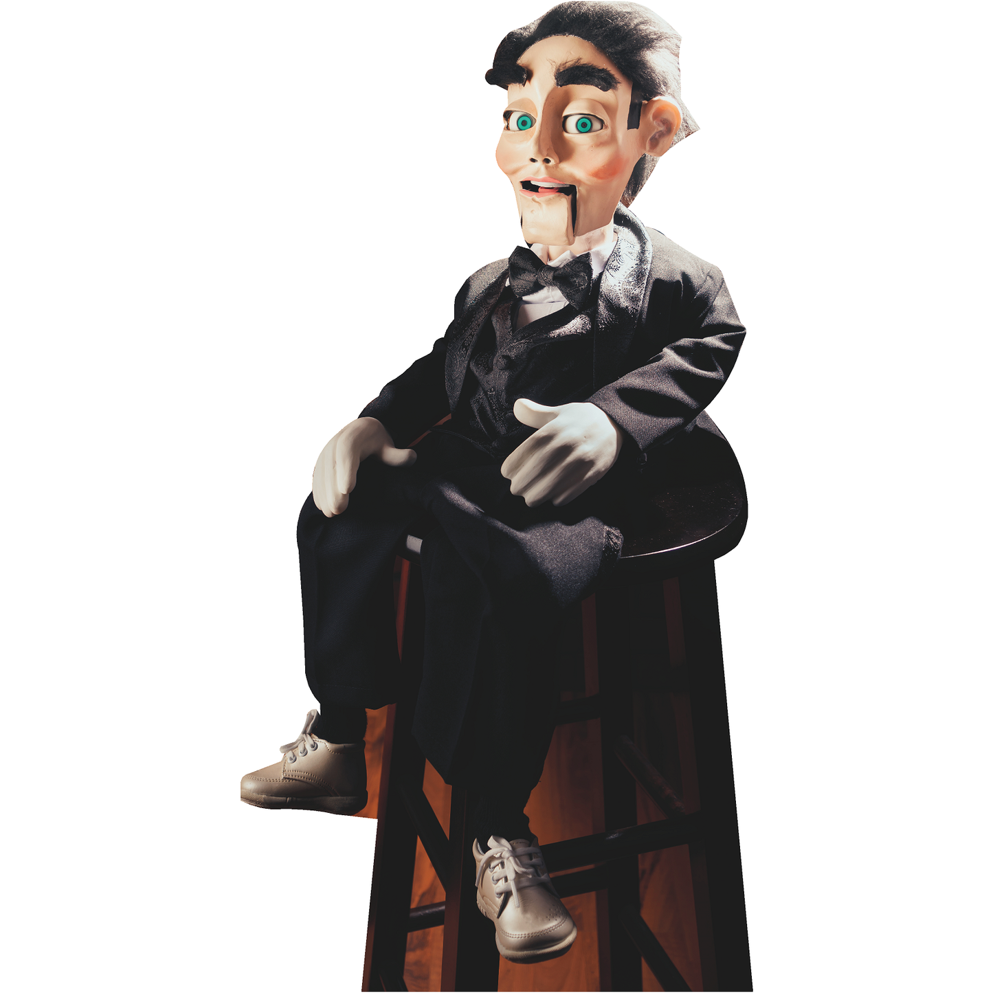Creepy Ventriloquist Doll Dummy Sitting Stool Cardboard Cutout
