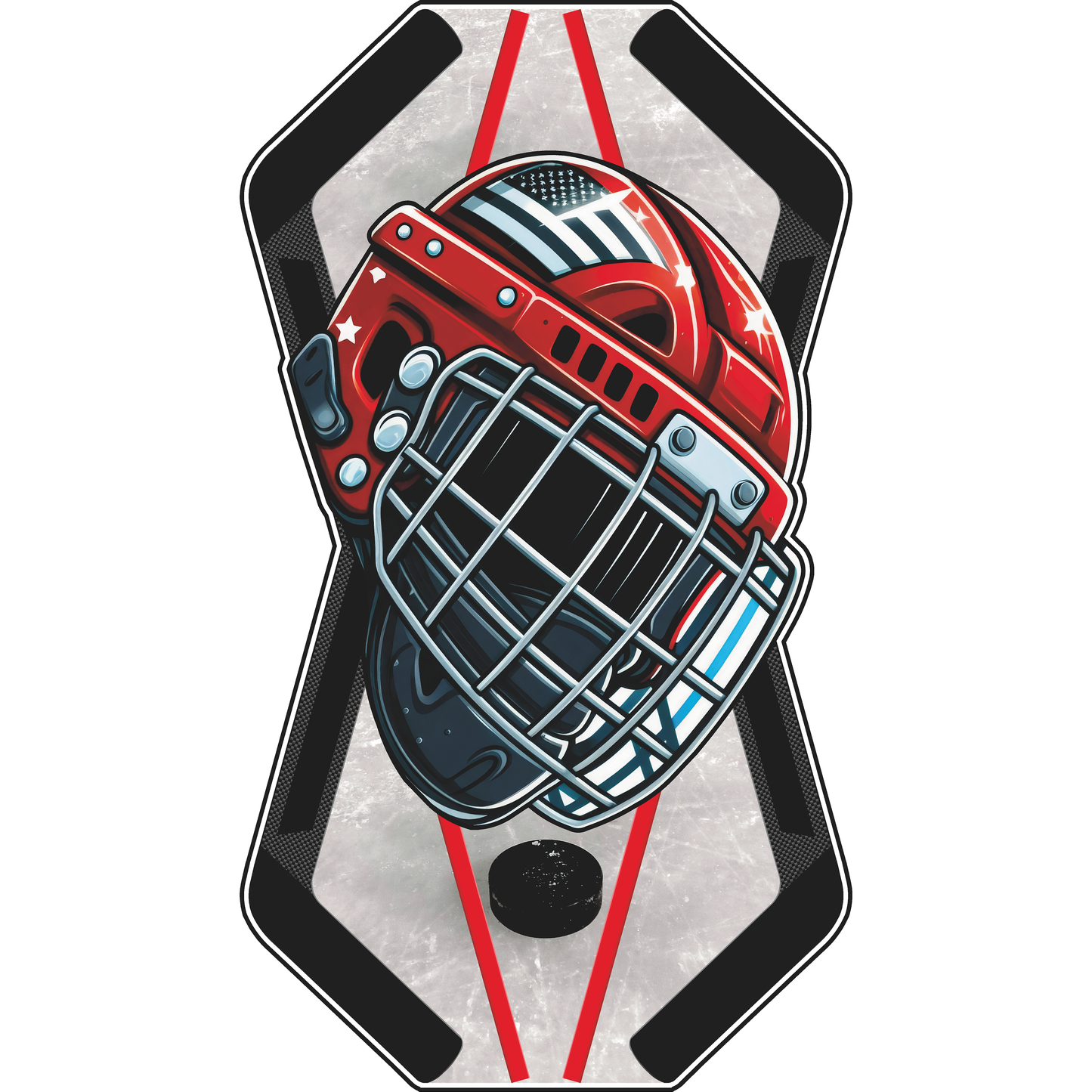 Ice Hockey Helmet Crossed Sticks Cardboard Cutout