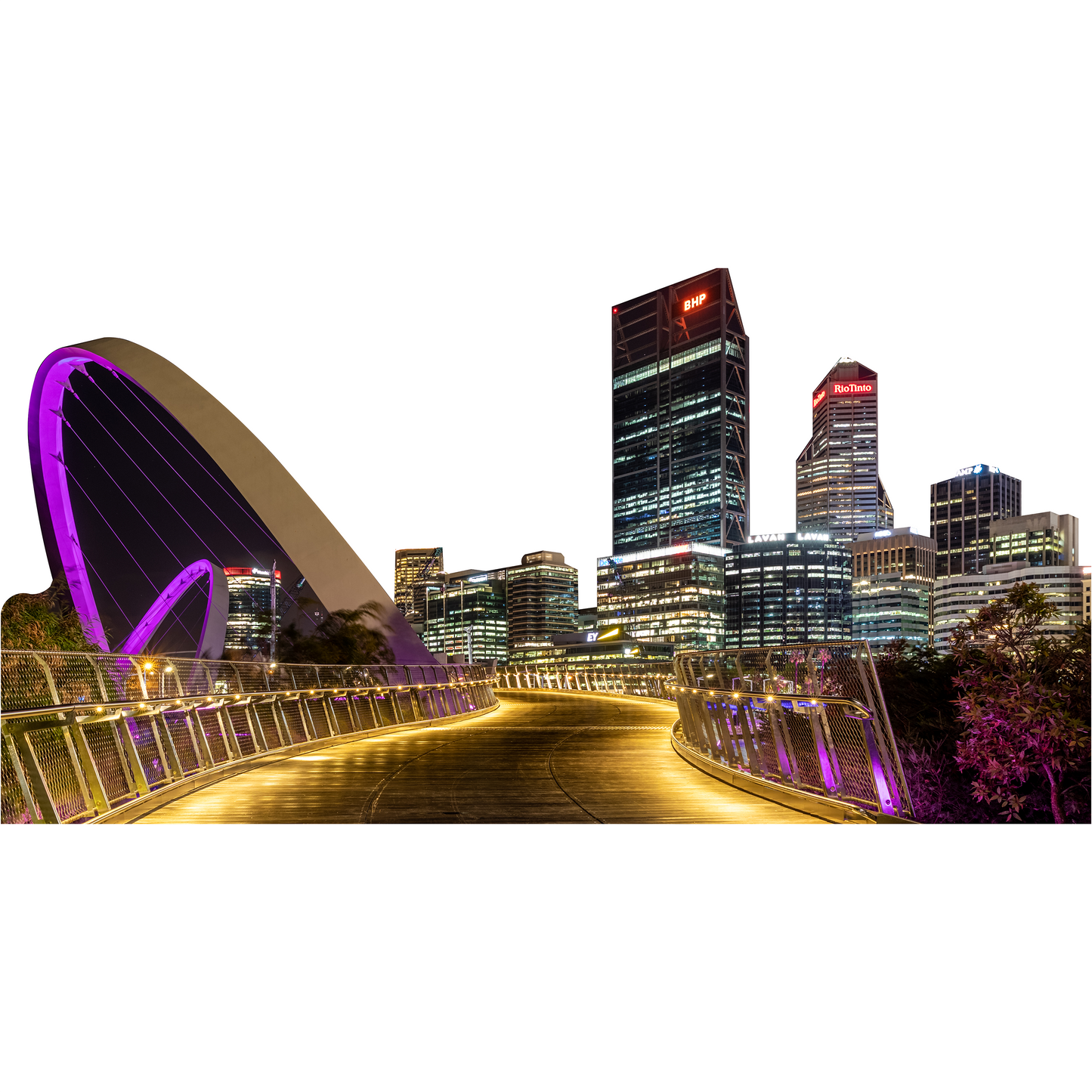 Perth Australia Skyline Night Lights Bridge Cardboard Cutout