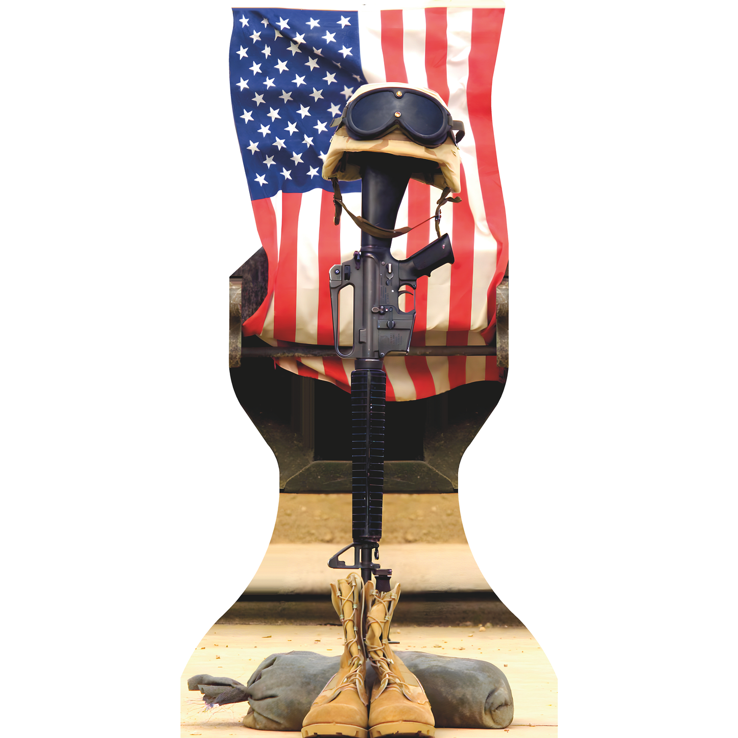 Military Cross Fallen Soldier M16 Boots Helmet Flag Army Marine Cardboard Cutout
