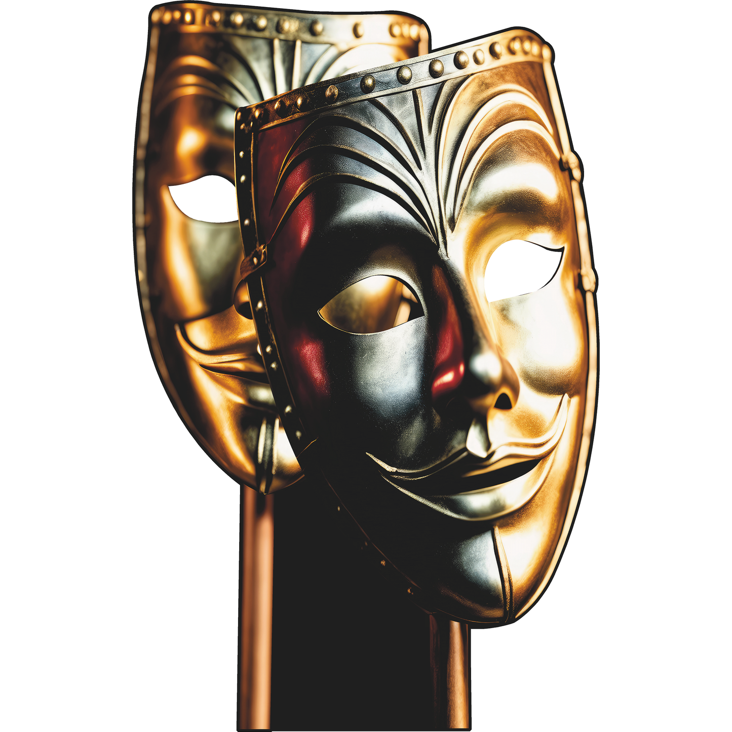 Two Gold Theatre Theater Masks Comedy Tragedy Drama Cardboard Cutout