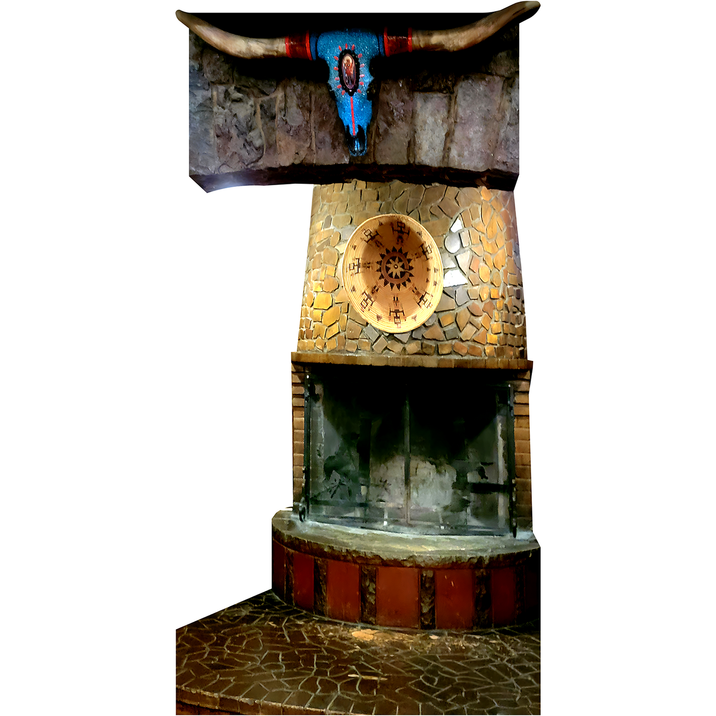 Country Western Rustic Fireplace Cow Skull Trophy Cardboard Cutout