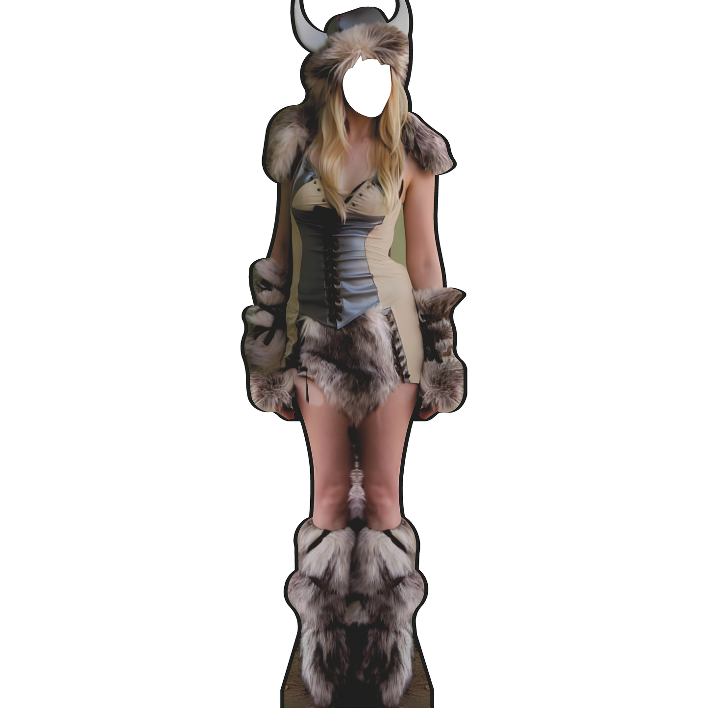 Barbarian Viking Queen Princess In Furs Paleolithic Jurassic Stand In Cardboard Cutout