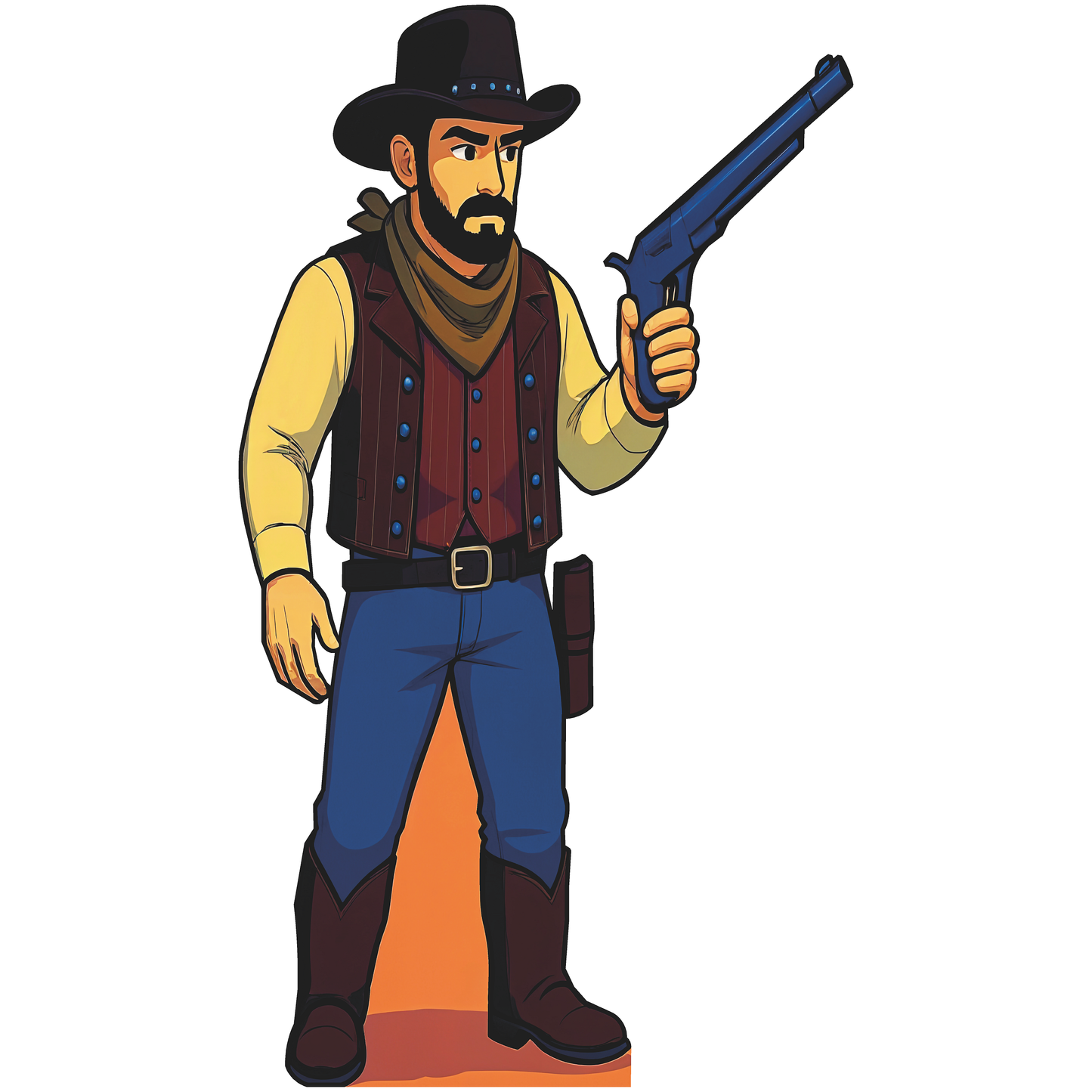 Cartoon Cowboy Six Shooter Pistol Gun Cardboard Cutout