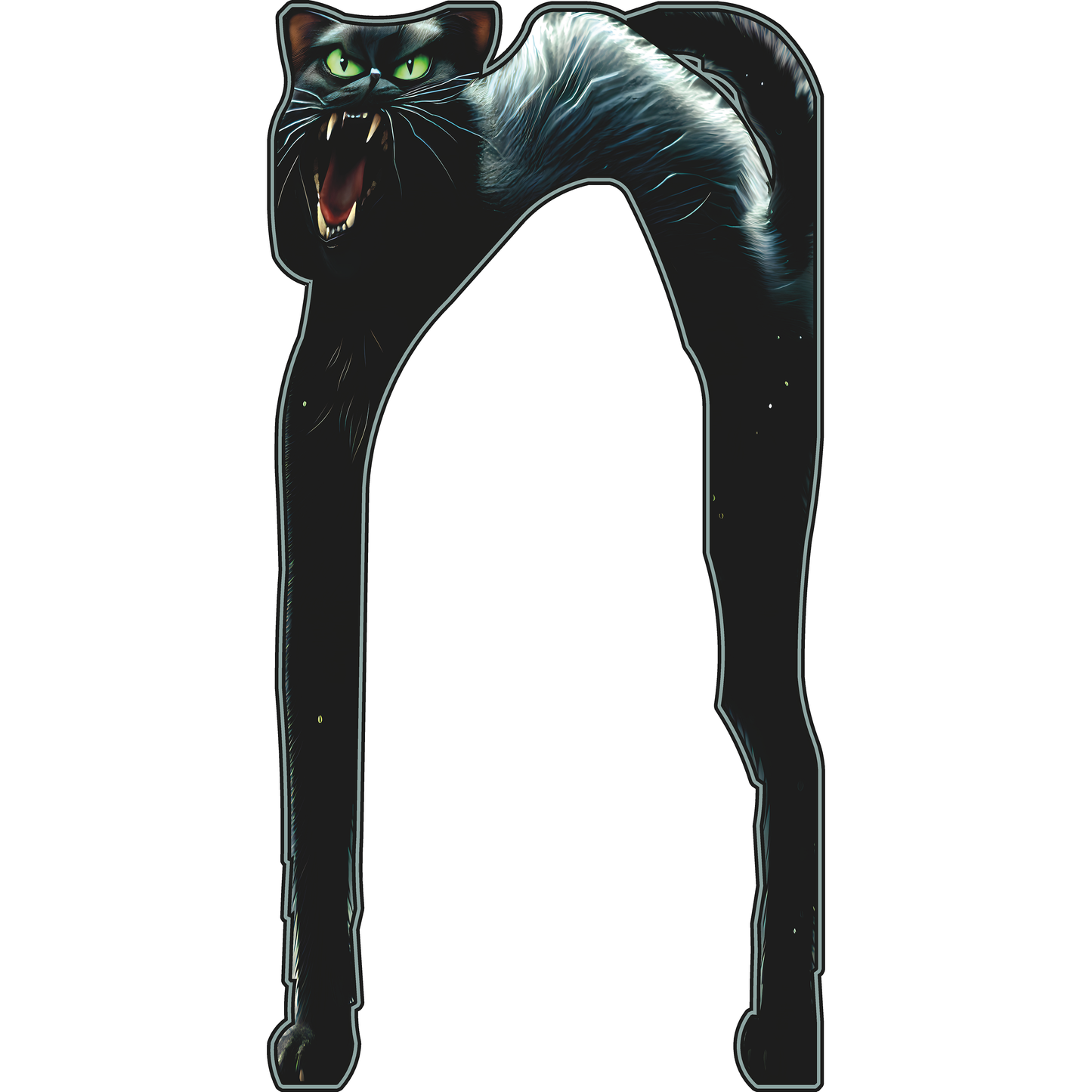 Scary Spooky Hissing Black Halloween Cat 90in Arch Cardboard Cutout