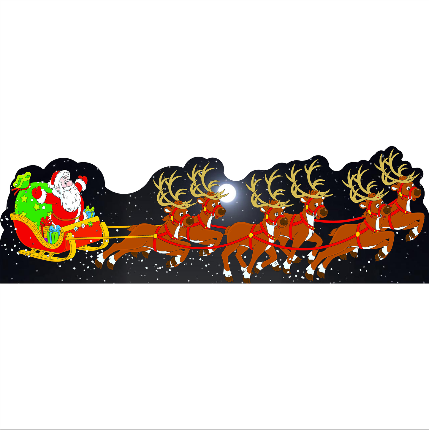 Santa with Sleigh Reindeer Rudolph Cardboard Cutout Standee Standup