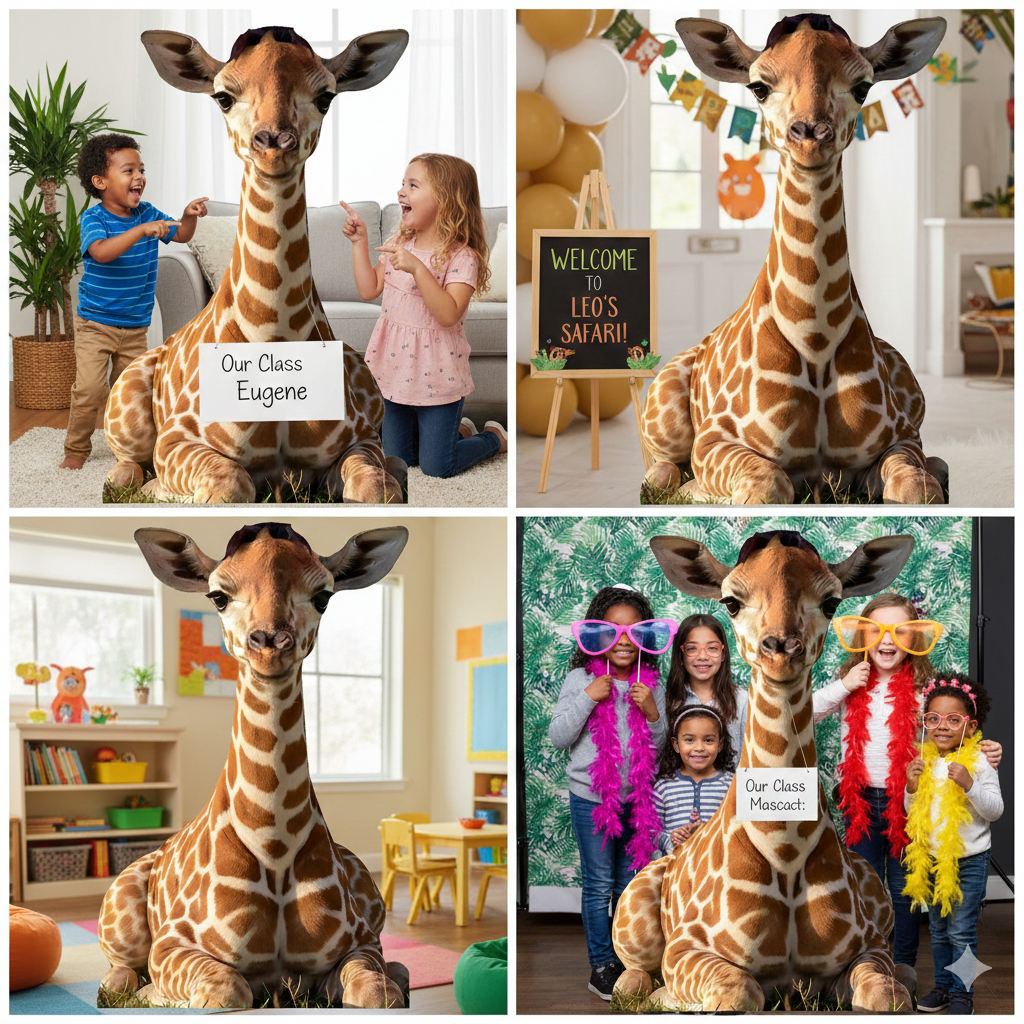 Eugene R Us Kid Baby Giraffe Tuft Hair Cardboard Cutout