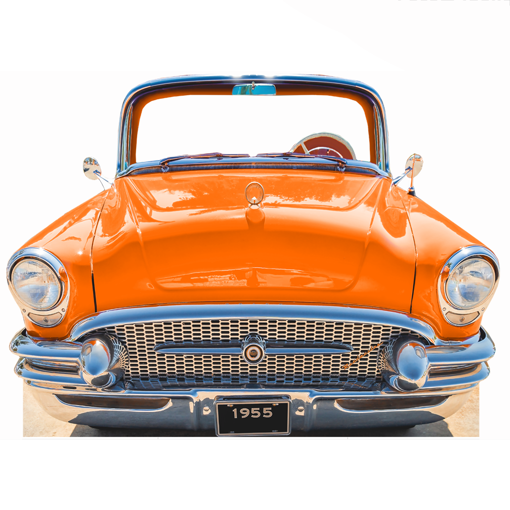 Classic Orange Car Stand in Cardboard Cutout