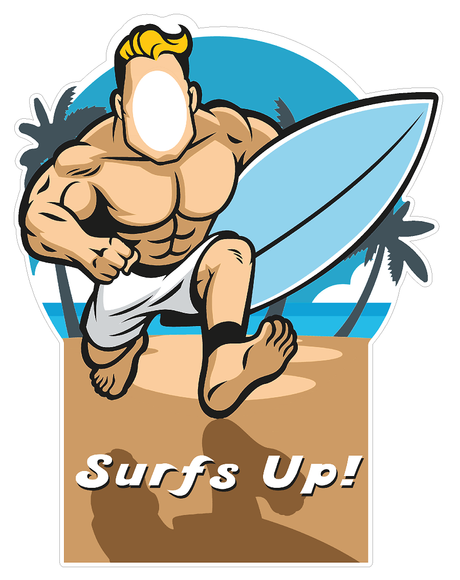 Beach Surfer Muscle Man Stand-in