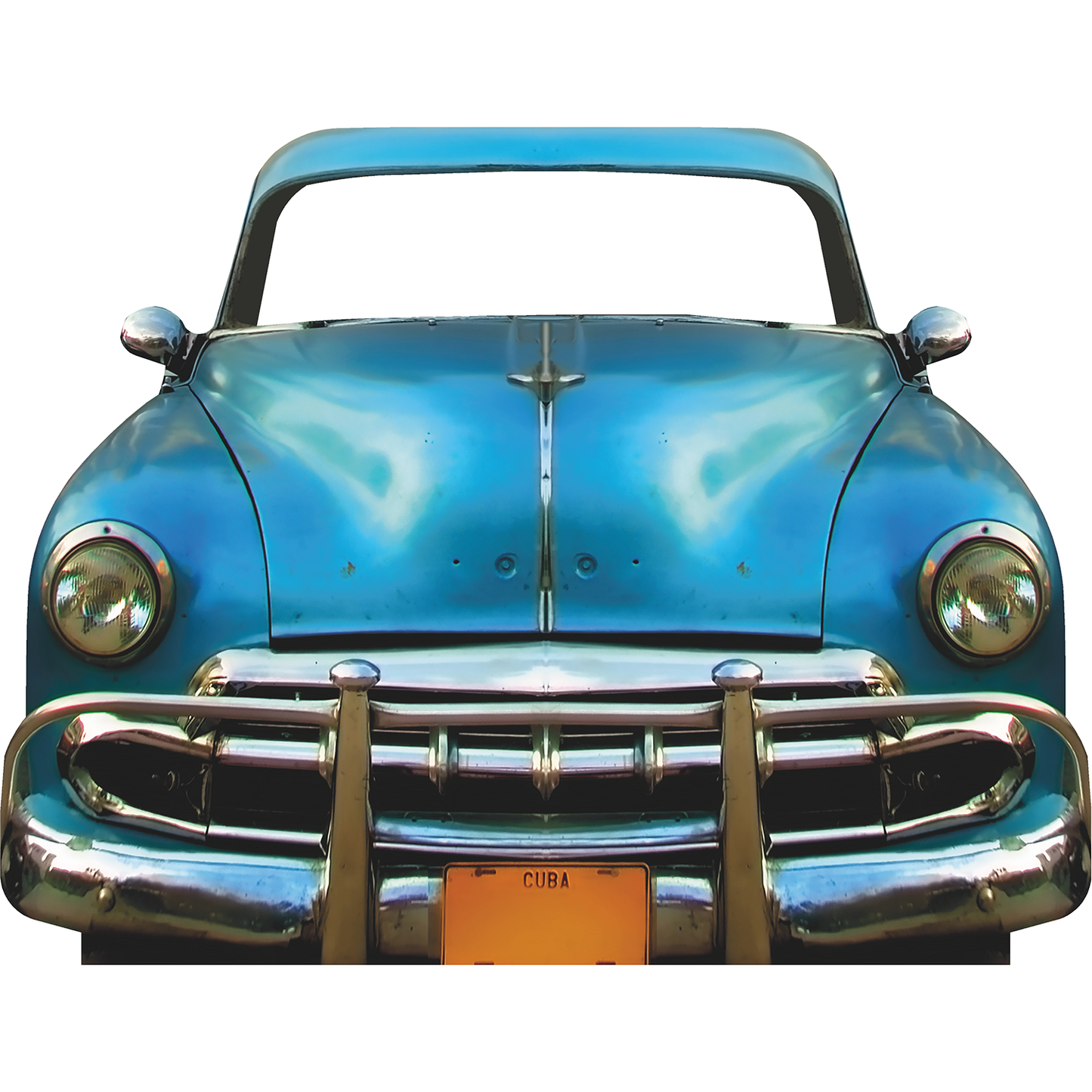 Havana City Vintage American Blue Car Stand In Cardboard Cutout