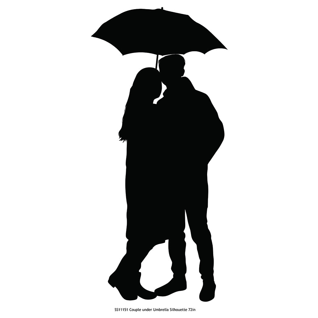 Couple under Umbrella Silhouette Cardboard Cutout